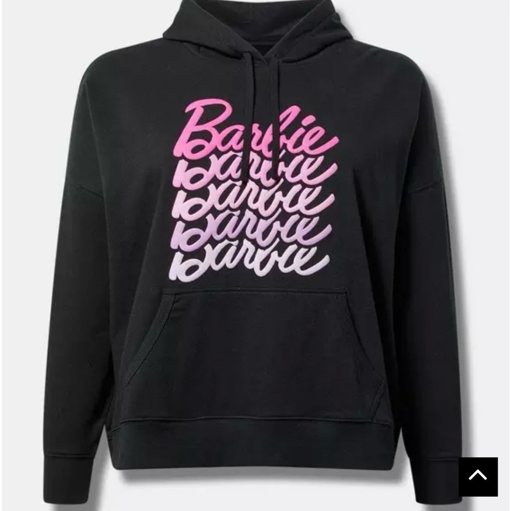 torrid Black Hoodie with Pink to Lavender Ombre "Barbie" Script